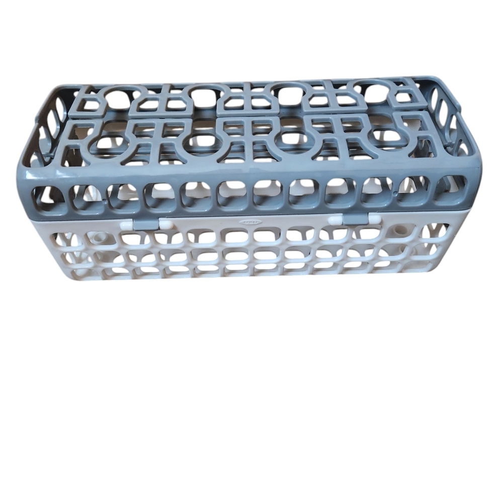 OXO Tot Dishwasher Basket for Nipples, Straws, & Sippy Cup Parts Gray and White